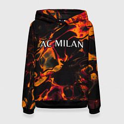 Толстовка-худи женская AC Milan red lava, цвет: 3D-черный