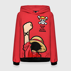 Толстовка-худи женская One Piece - captain Monkey D Luffy, цвет: 3D-черный