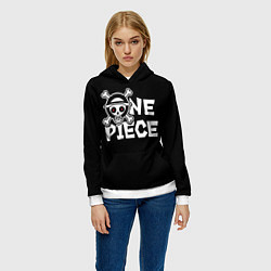 Толстовка-худи женская One piece - emblem, цвет: 3D-белый — фото 2