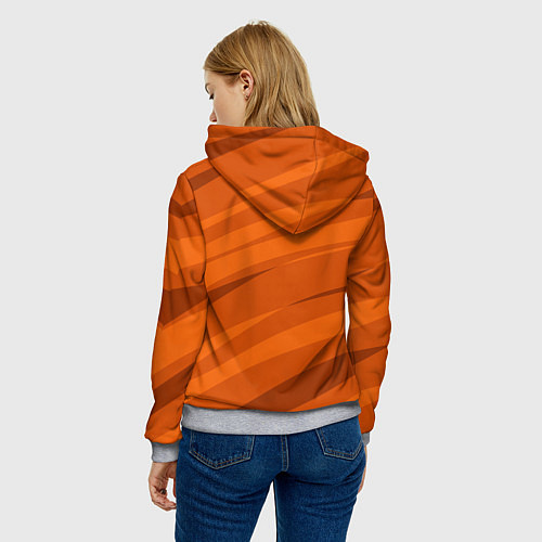 Женская толстовка Тёмный оранжевый полосами / 3D-Меланж – фото 4