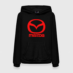 Толстовка-худи женская Mazda red logo, цвет: 3D-черный