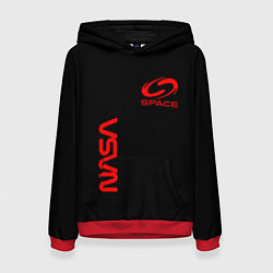 Толстовка-худи женская Nasa space red logo, цвет: 3D-красный