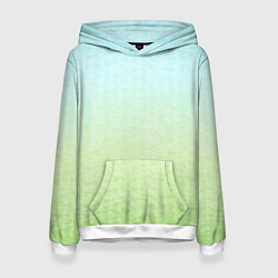 Толстовка-худи женская Tie-dye color gradient: blue-green, цвет: 3D-белый