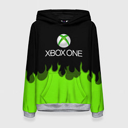 Толстовка-худи женская Xbox green fire, цвет: 3D-меланж