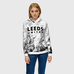 Толстовка-худи женская Leeds United white graphite, цвет: 3D-белый — фото 2