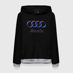 Толстовка-худи женская Audi neon logo, цвет: 3D-меланж