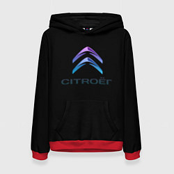 Толстовка-худи женская Citroen logo neon, цвет: 3D-красный