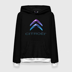 Толстовка-худи женская Citroen logo neon, цвет: 3D-белый