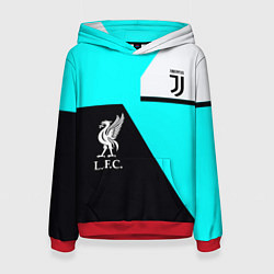 Толстовка-худи женская Juventus x Liverpool geometry, цвет: 3D-красный