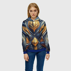 Толстовка-худи женская Объемная позолоченная текстурная кожа, цвет: 3D-синий — фото 2