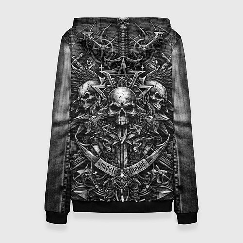 Женская толстовка Черепа с узорами / 3D-Черный – фото 2