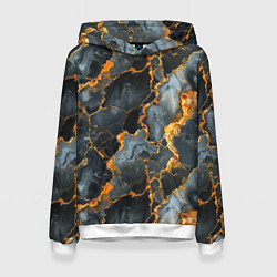 Толстовка-худи женская Черный мрамор с золотом, цвет: 3D-белый