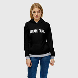 Толстовка-худи женская Linkin park rock white, цвет: 3D-меланж — фото 2