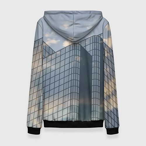 Женская толстовка Городское небо и зеркальная многоэтажка / 3D-Черный – фото 2