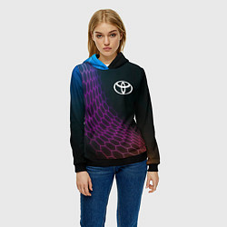 Толстовка-худи женская Toyota neon hexagon, цвет: 3D-черный — фото 2