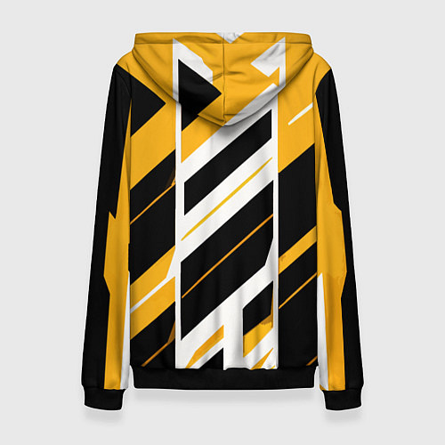 Женская толстовка Black and yellow stripes on a white background / 3D-Черный – фото 2