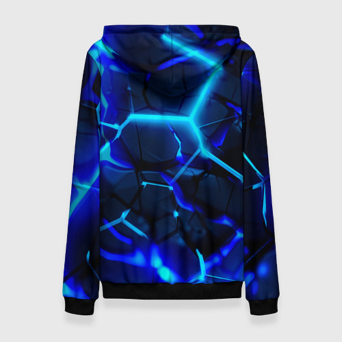 Женская толстовка Яркие голубые неоновые плиты в разломе / 3D-Черный – фото 2