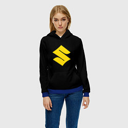 Толстовка-худи женская Suzuki logo yellow, цвет: 3D-синий — фото 2