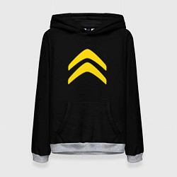Толстовка-худи женская Citroen logo yellow, цвет: 3D-меланж