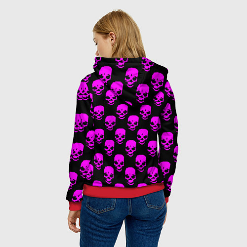 Женская толстовка Watch dogs neon skull / 3D-Красный – фото 4
