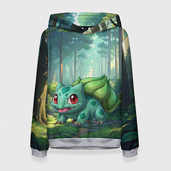 Толстовка-худи женская Bulbasaur pokemon, цвет: 3D-меланж