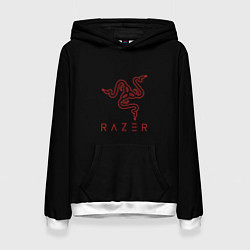 Толстовка-худи женская Razer red logo, цвет: 3D-белый
