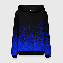 Толстовка-худи женская Чёрный и ультрамарин абстрактный, цвет: 3D-черный