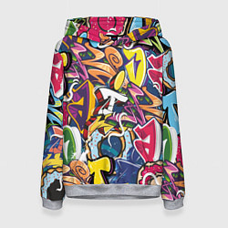 Толстовка-худи женская Буква т в граффити, цвет: 3D-меланж