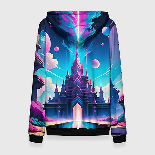 Женская толстовка Сказочный город - пейзаж / 3D-Черный – фото 2