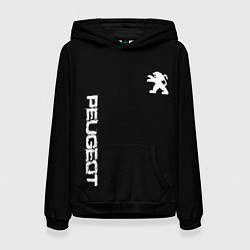 Толстовка-худи женская Peugeot logo white, цвет: 3D-черный