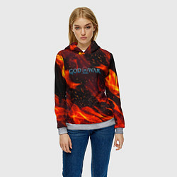Толстовка-худи женская God of war fire steel, цвет: 3D-меланж — фото 2