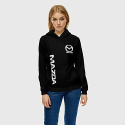 Толстовка-худи женская Mazda white logo, цвет: 3D-черный — фото 2