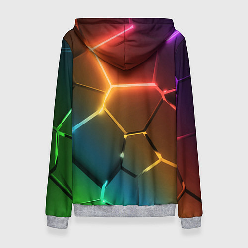 Женская толстовка Радужные неоновые плиты в разломе / 3D-Меланж – фото 2