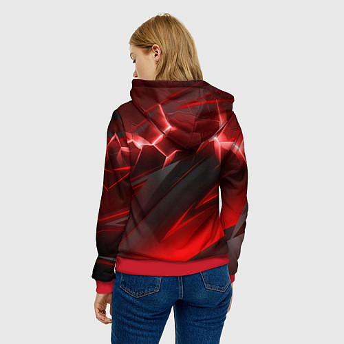 Женская толстовка Яркая красная объемная абстракция / 3D-Красный – фото 4