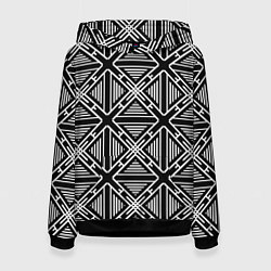 Толстовка-худи женская Перекрестие ромбов, цвет: 3D-черный