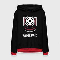 Толстовка-худи женская Радуга лого ачивки, цвет: 3D-красный