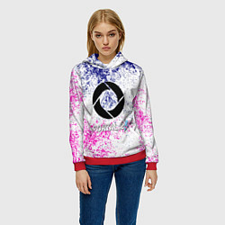 Толстовка-худи женская Portal брызги красок текстура, цвет: 3D-красный — фото 2