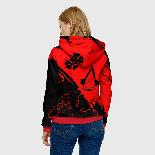 Женская толстовка Assassins Creed logo clewer / 3D-Красный – фото 4