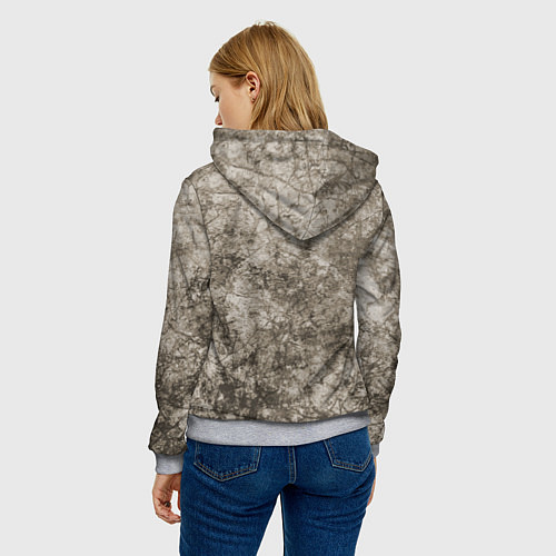 Женская толстовка Абстракция - серый грязный гранж / 3D-Меланж – фото 4