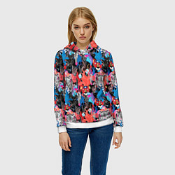 Толстовка-худи женская Орнамент диких кошек, цвет: 3D-белый — фото 2