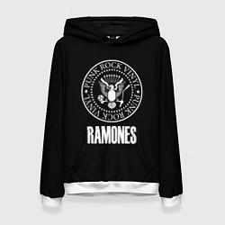 Толстовка-худи женская Ramones rock logo, цвет: 3D-белый