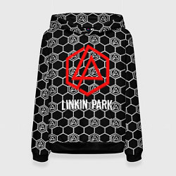 Толстовка-худи женская Linkin park logo pattern, цвет: 3D-черный