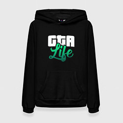 Толстовка-худи женская GTA life logo, цвет: 3D-черный