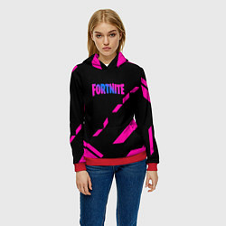 Толстовка-худи женская Fortnite geometry pink, цвет: 3D-красный — фото 2
