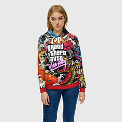 Толстовка-худи женская GTA vice city yakudza, цвет: 3D-красный — фото 2