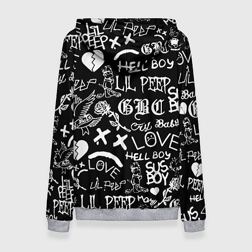 Женская толстовка Lil Peep pattern автографы лого / 3D-Меланж – фото 2