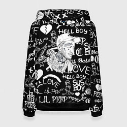 Толстовка-худи женская Lil Peep pattern автографы лого, цвет: 3D-черный