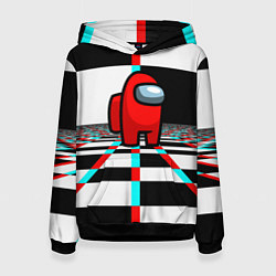 Толстовка-худи женская Among us games optical chessboard, цвет: 3D-черный