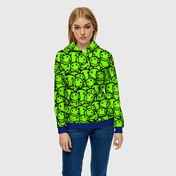 Толстовка-худи женская Nirvana green logo smile, цвет: 3D-синий — фото 2