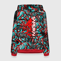 Толстовка-худи женская Samurai glitch game, цвет: 3D-красный